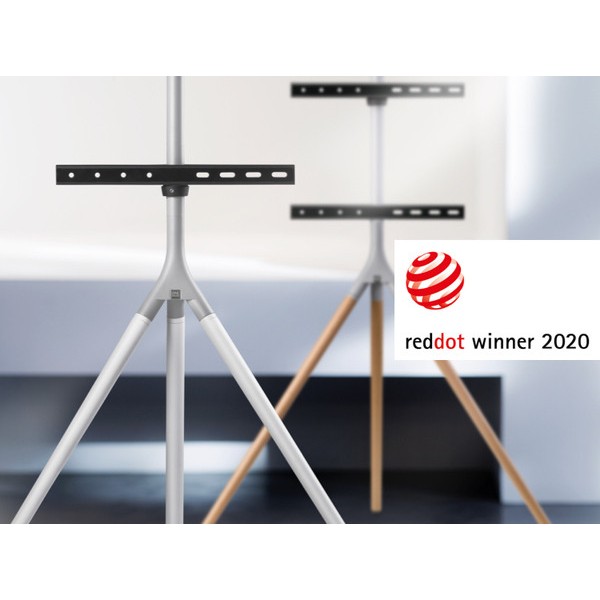 Metalowy stojak podłogowy do TV  TRIPOD z regulacją wysokości i obrotu (32-65″, biały) · WM7462