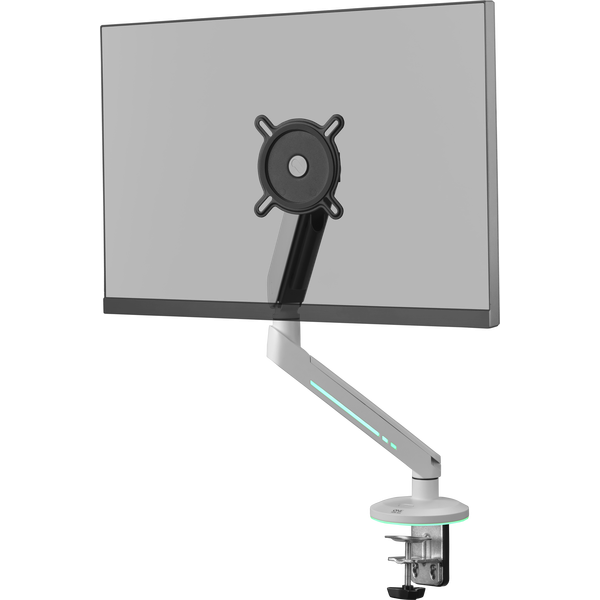 Gamingowy uchwyt biurkowy do monitora z podświetleniem RGB (21-45″, biały) · DM8120