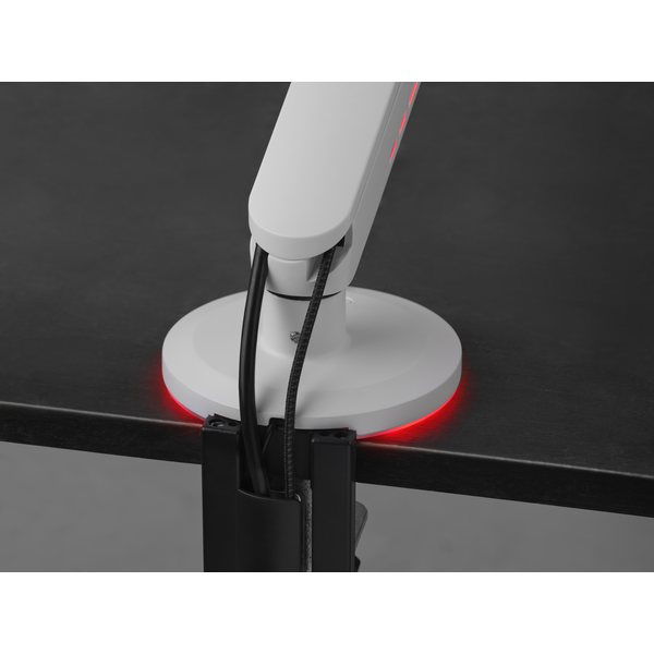 Gamingowy uchwyt biurkowy do monitora z podświetleniem RGB (21-45″, biały) · DM8120