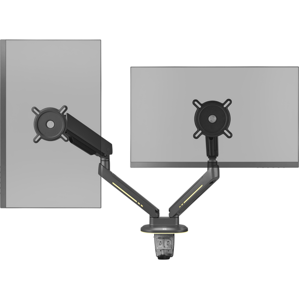 Gamingowy uchwyt biurkowy na dwa monitory z podświetleniem RGB (21-45″) · DM8210
