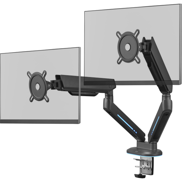 Gamingowy uchwyt biurkowy na dwa monitory z podświetleniem RGB (21-45″) · DM8210